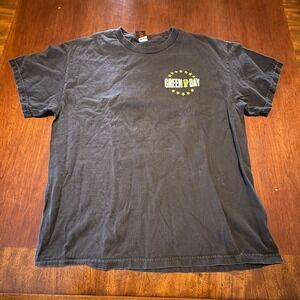 Green Day Cinder Block T-Shirt Large Black Front/Back Graphic Punk Rock